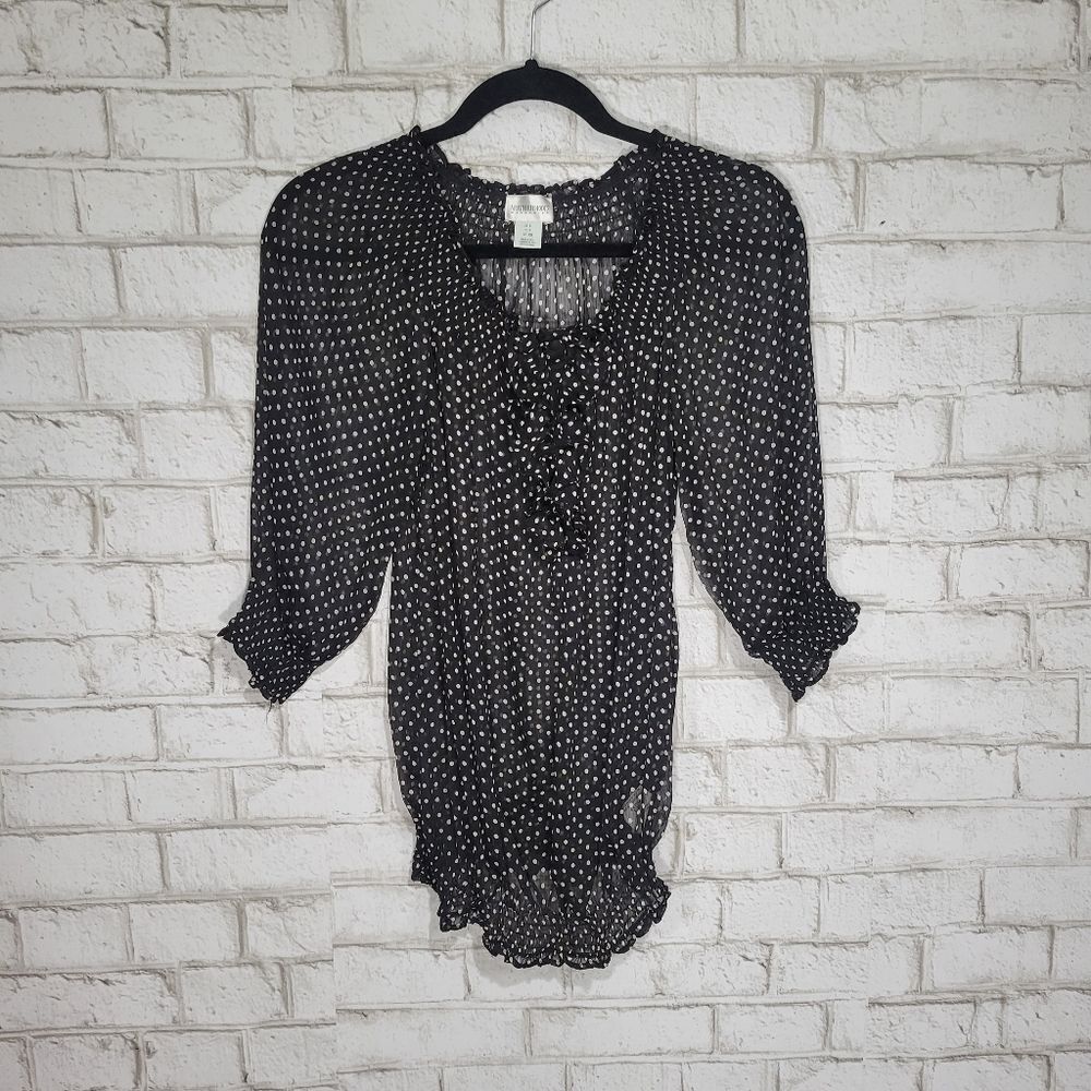 Motherhood Maternity black polka dot blouse
